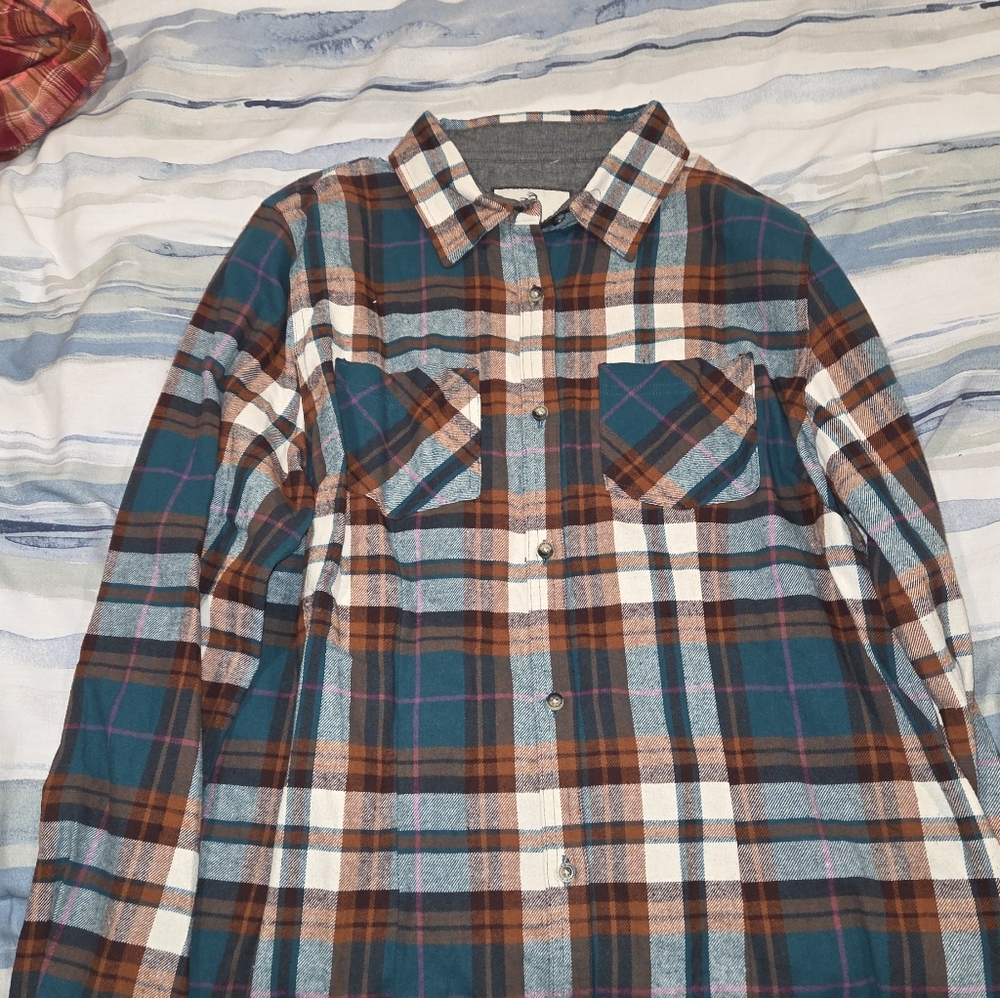 Legendary Whitetails Teal and Brown Plaid Button-Down Shirt